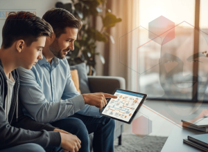 Pai e filho planejando o futuro profissional e carreira